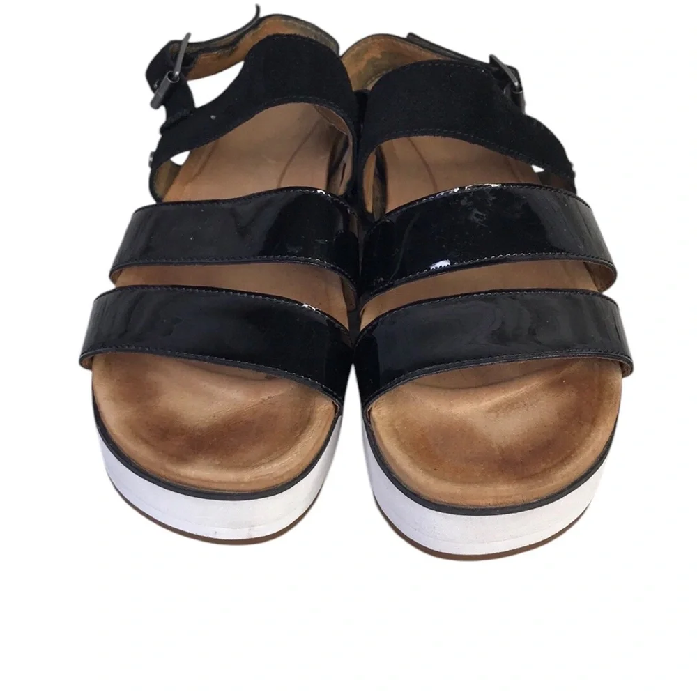 UGG Australia Womens Size 8 Braelynn Sandals Platform Black Patent/suede